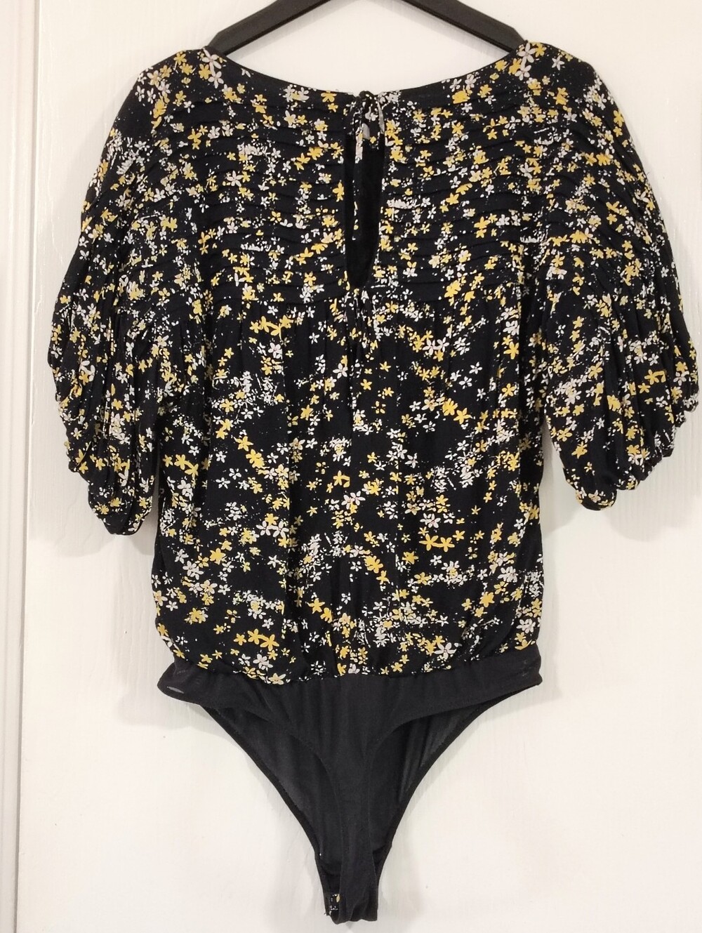 Free People Dessa Bodysuit Black Floral Women's XS Bohemian Hippie Retro Prairie - Picture 8 of 14